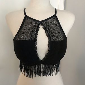 Black Lace Halter Bra